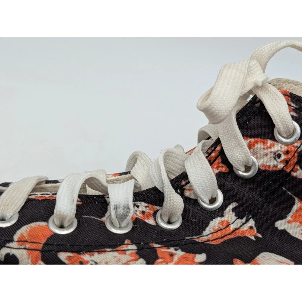 Hot Topic Womens High Top‎ Sneakers Size 6 Corgi Dog Print Canvas Black Orange